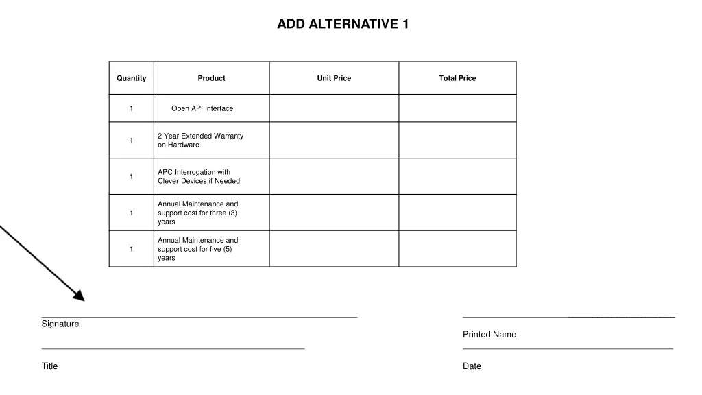 add alternative 1