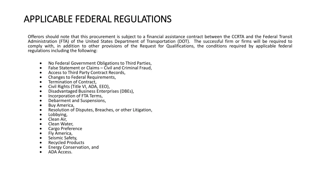 applicable federal regulations applicable federal