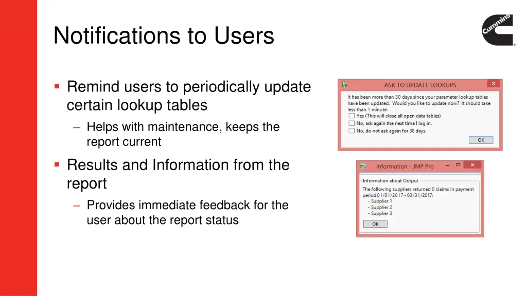 notifications to users