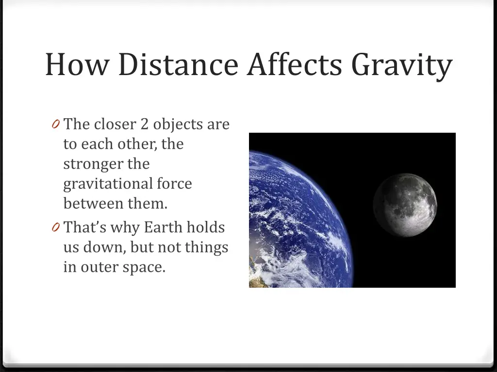 how distance affects gravity