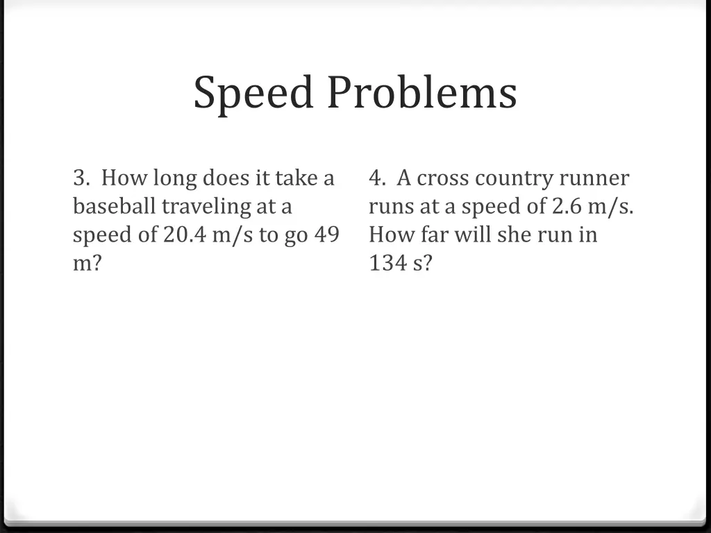 speed problems 1