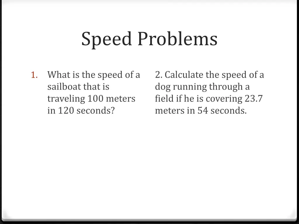 speed problems