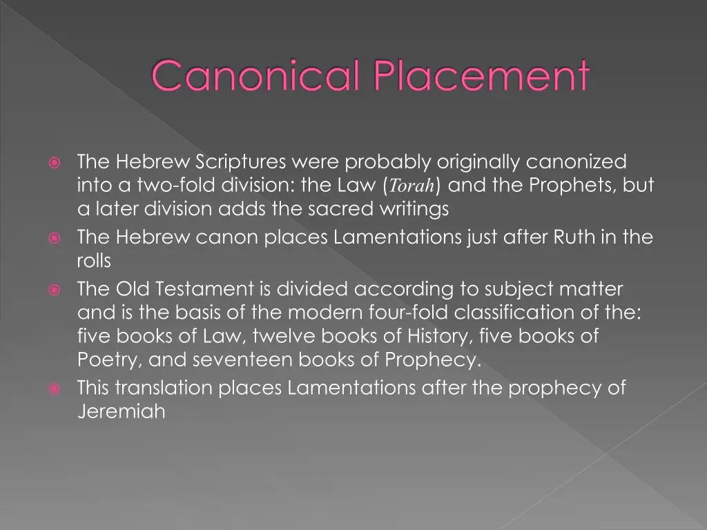 canonical placement
