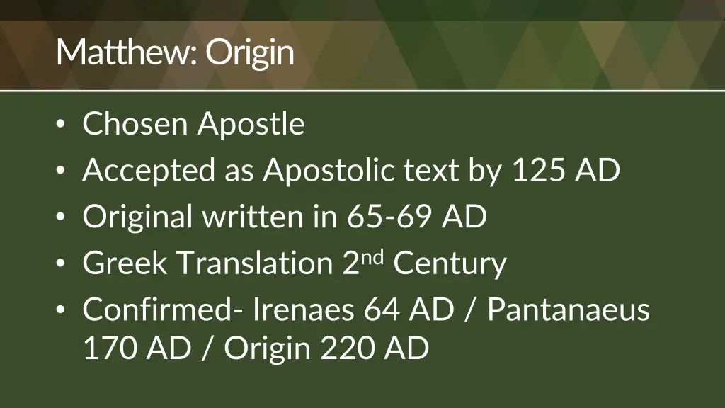 matthew origin