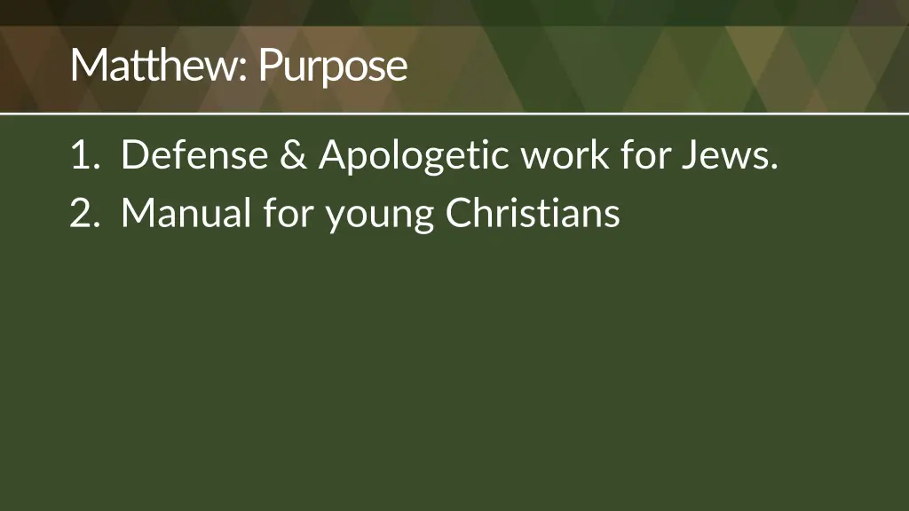 matthew purpose 1
