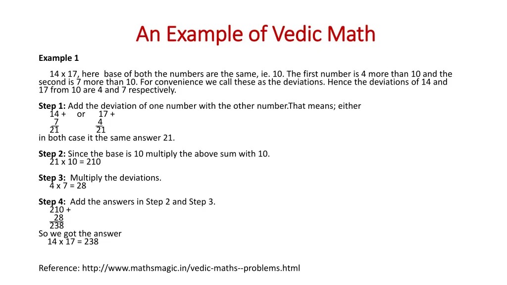 an example of vedic math an example of vedic math