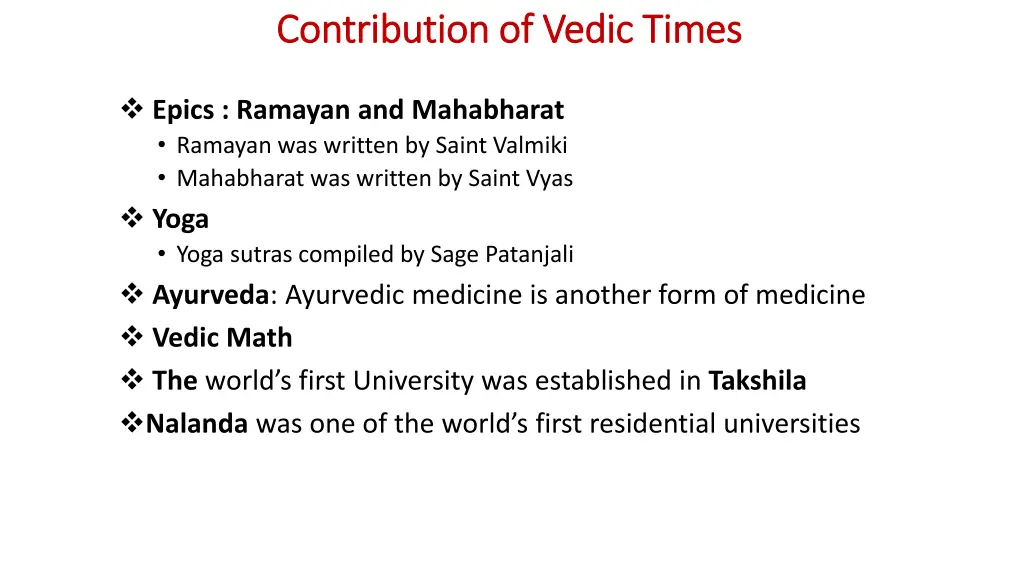 contribution of vedic times contribution of vedic