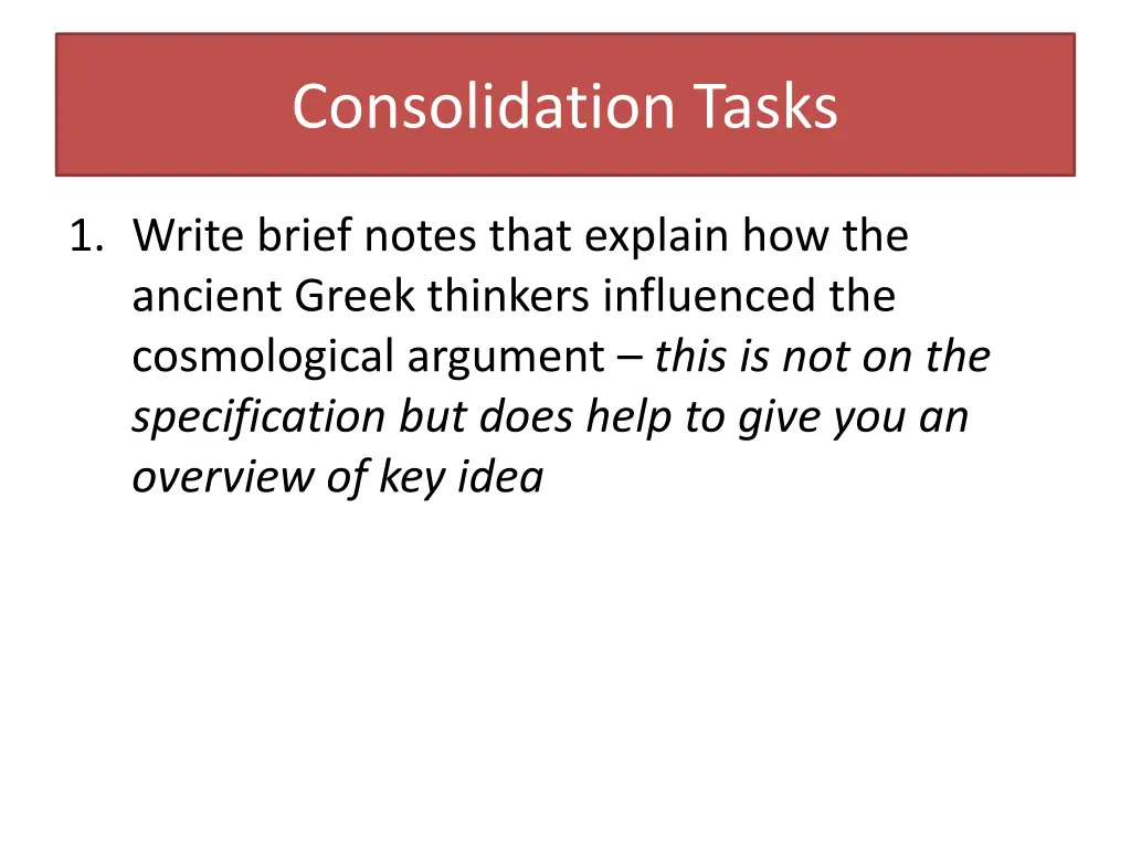 consolidation tasks