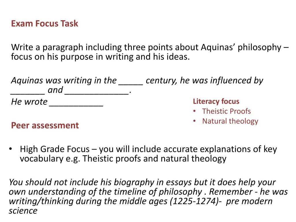 exam focus task