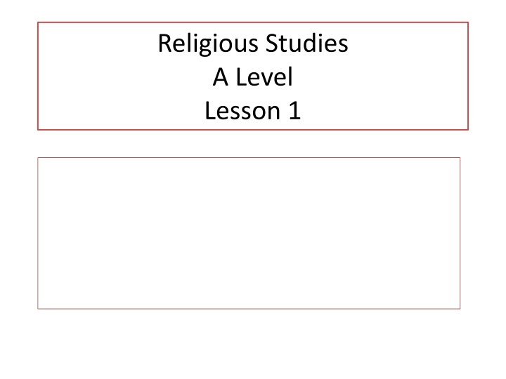 religious studies a level lesson 1