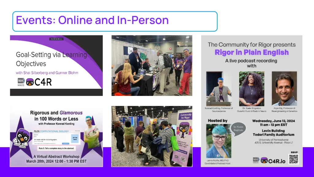 events online and in person