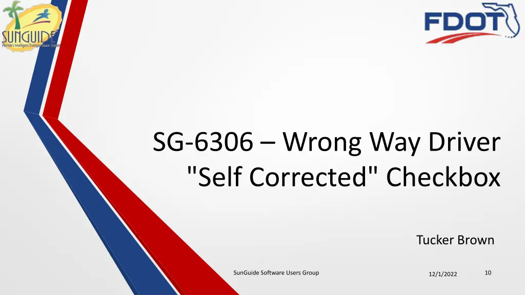 sg 6306 wrong way driver self corrected checkbox
