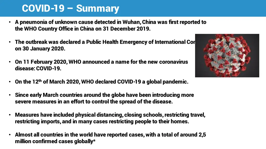 covid 19 summary