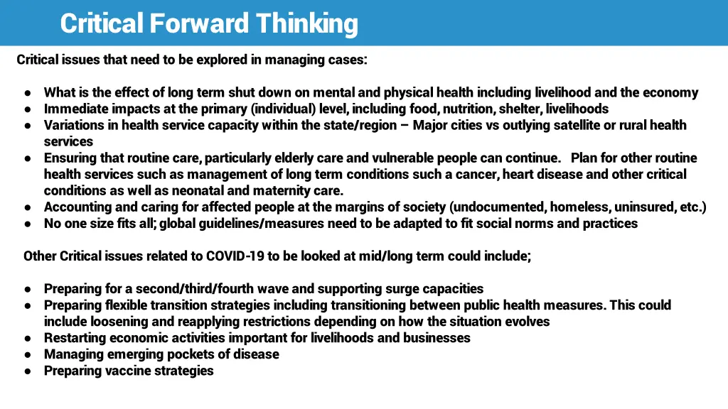 critical forward thinking