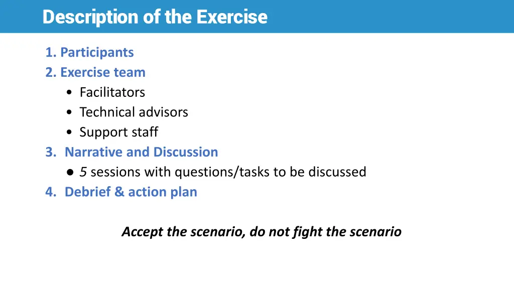 description of the exercise