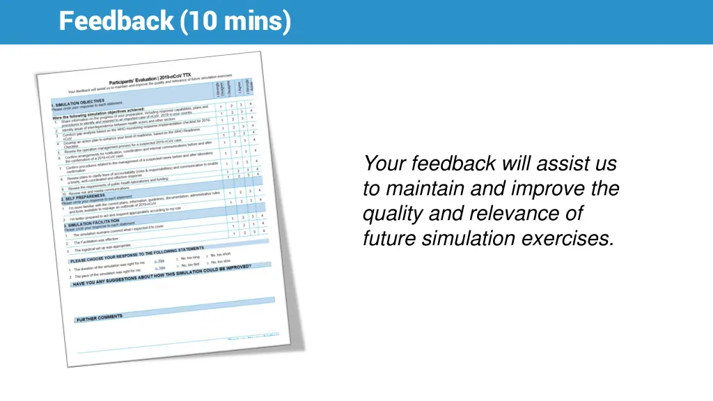 feedback 10 mins