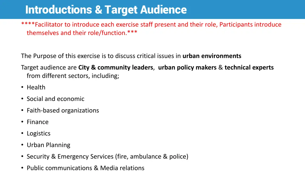 introductions target audience