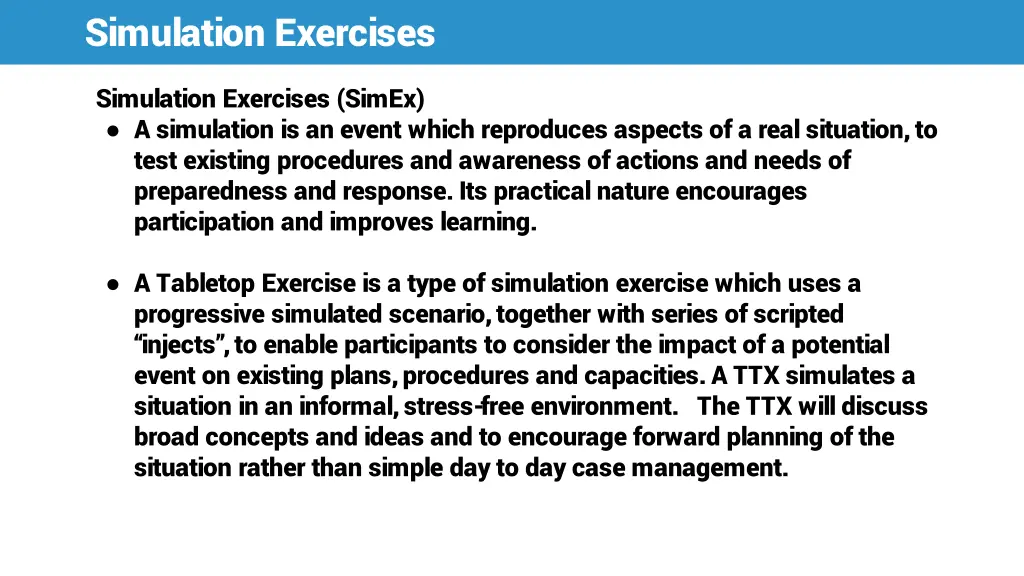 simulation exercises