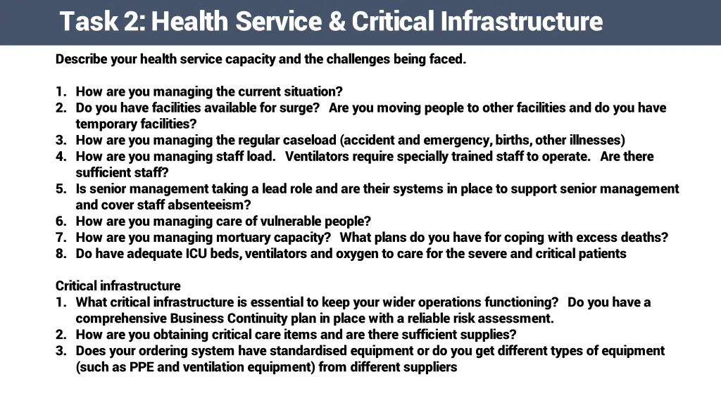 task 2 health service critical infrastructure