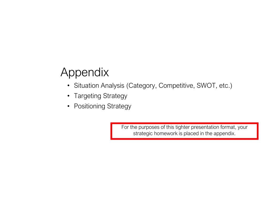 appendix situation analysis category competitive