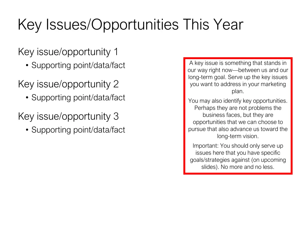 key issues opportunities this year