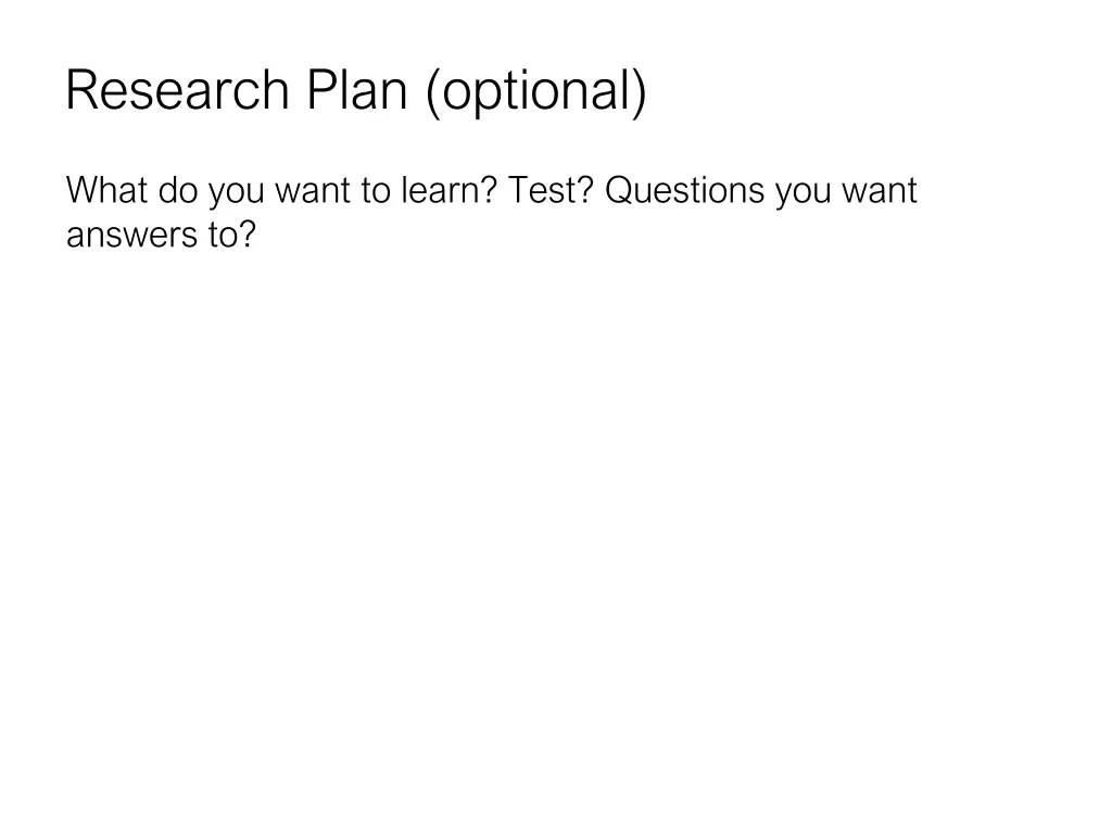 research plan optional