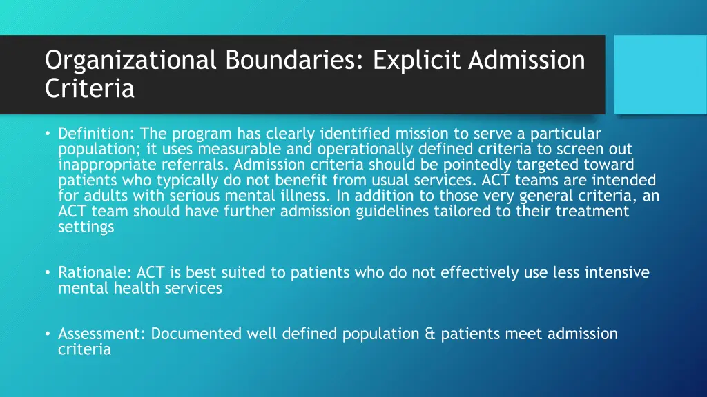 organizational boundaries explicit admission