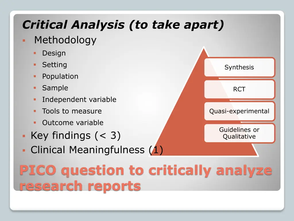 critical analysis to take apart methodology