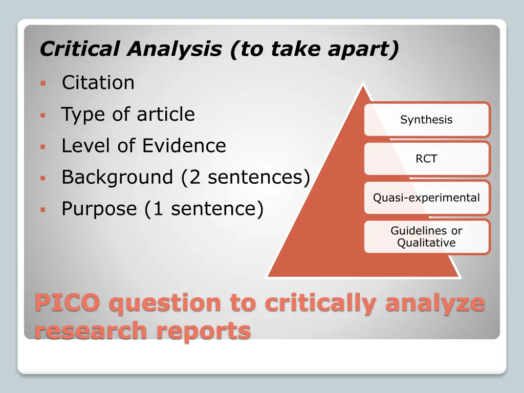 critical analysis to take apart
