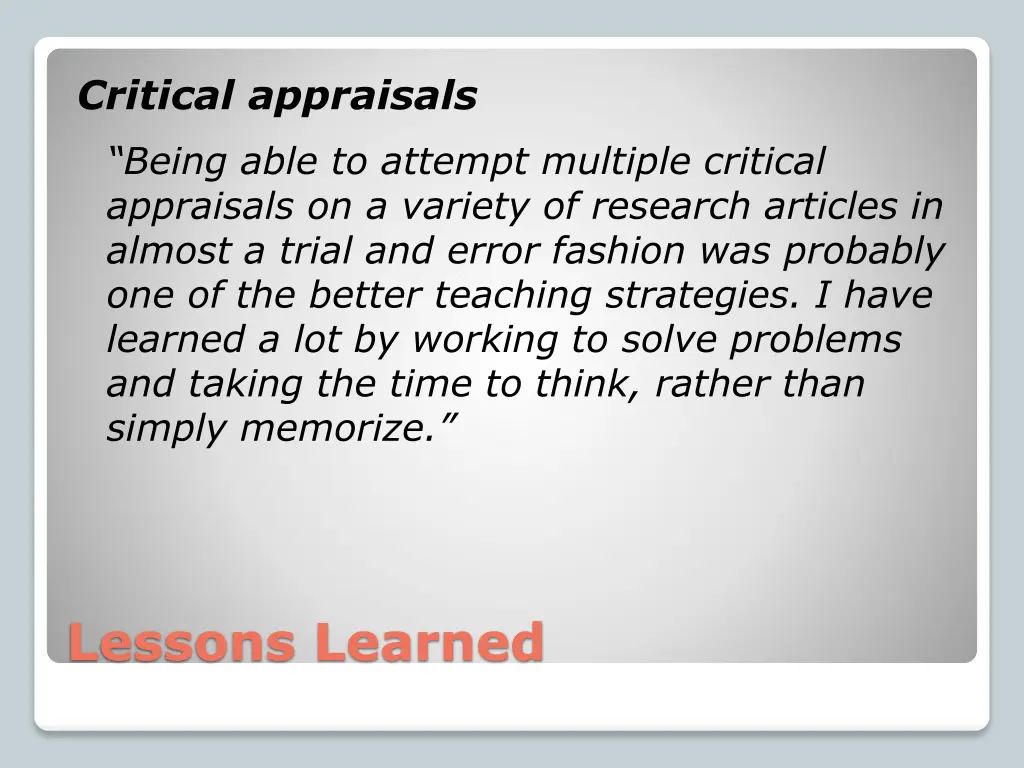 critical appraisals