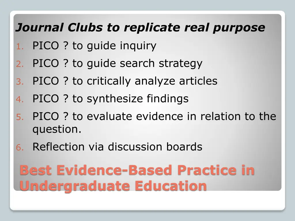 journal clubs to replicate real purpose