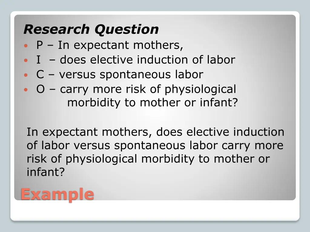 research question p in expectant mothers i does