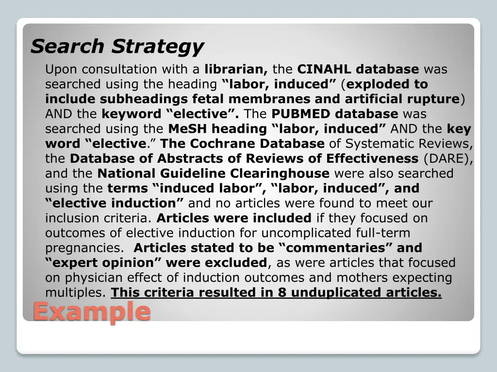 search strategy upon consultation with