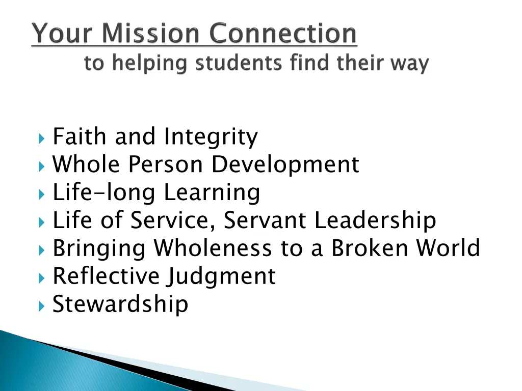 faith and integrity whole person development life