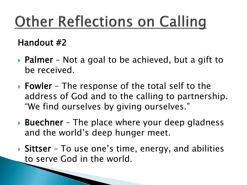 handout 2 palmer not a goal to be achieved
