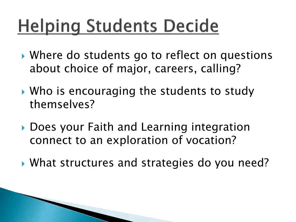 where do students go to reflect on questions
