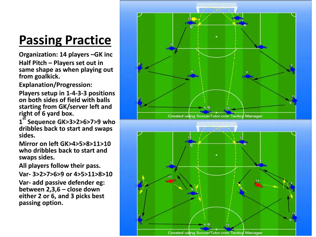 passing practice organization 14 players
