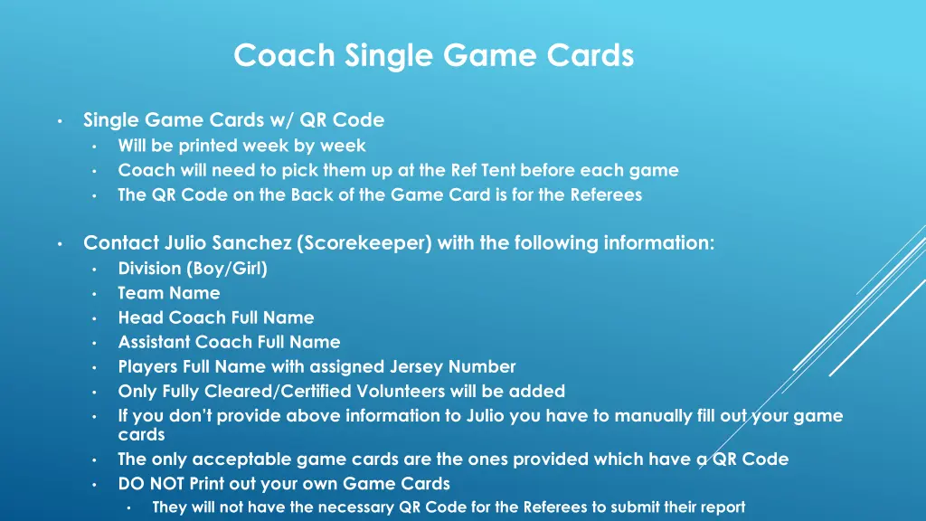 coach single game cards