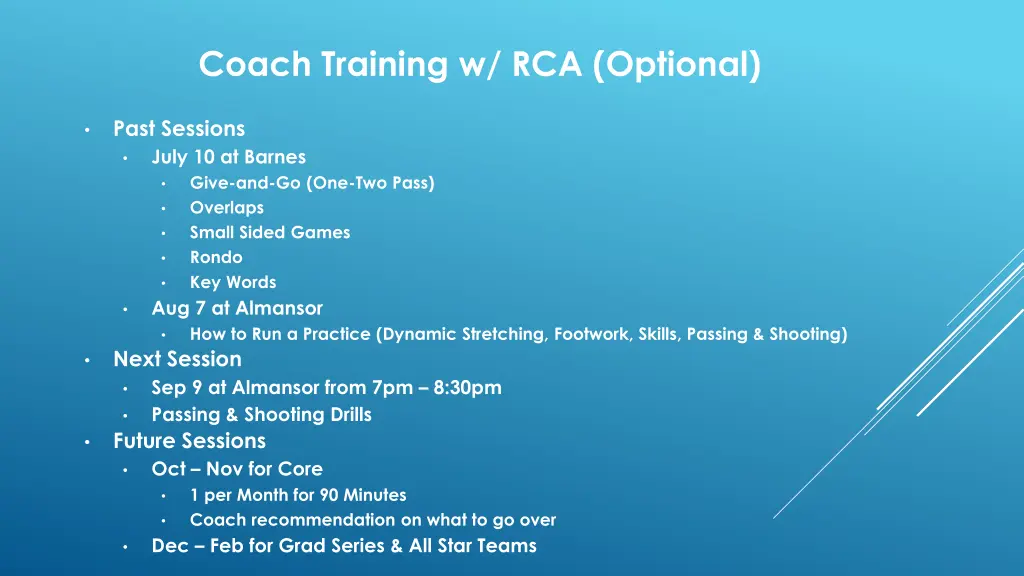 coach training w rca optional