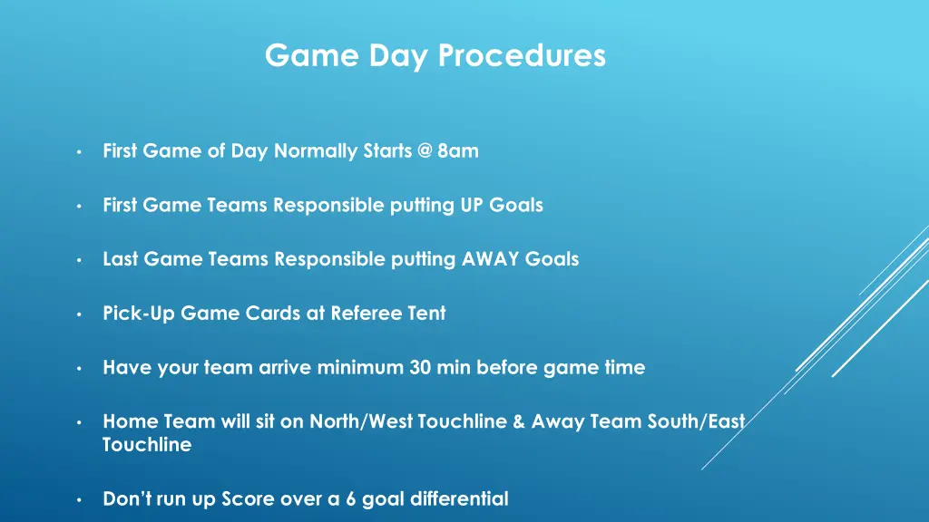 game day procedures