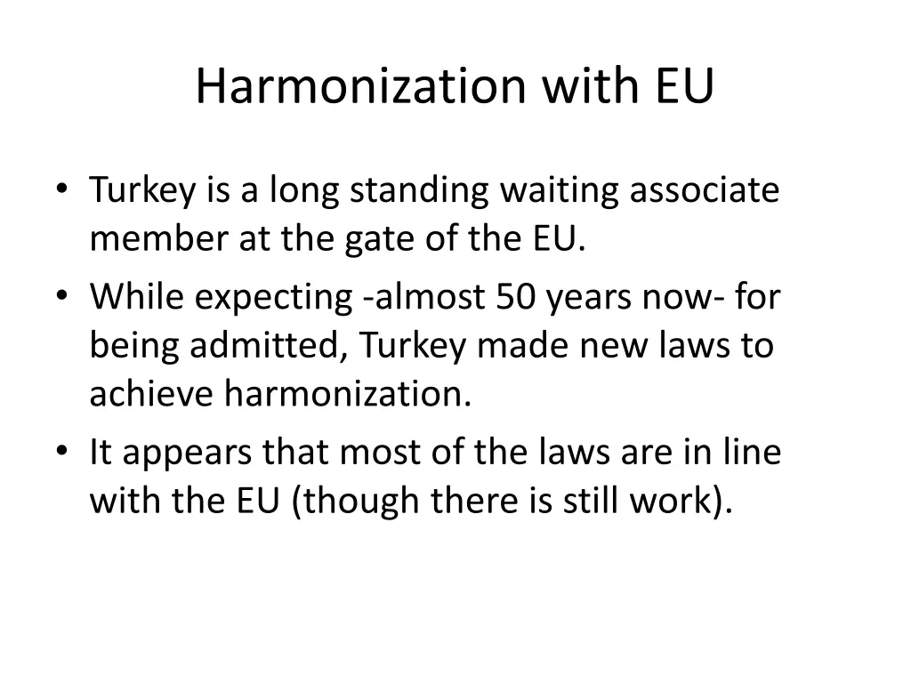 harmonization with eu
