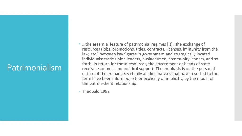 the essential feature of patrimonial regimes