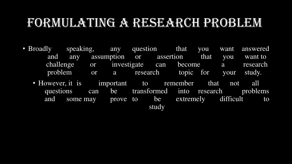 formulating a research problem