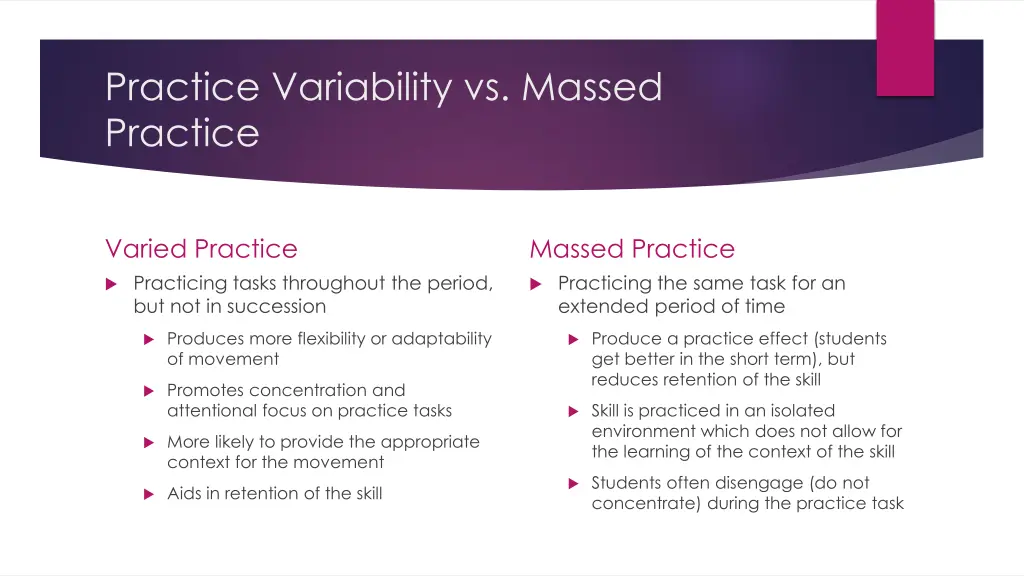 practice variability vs massed practice