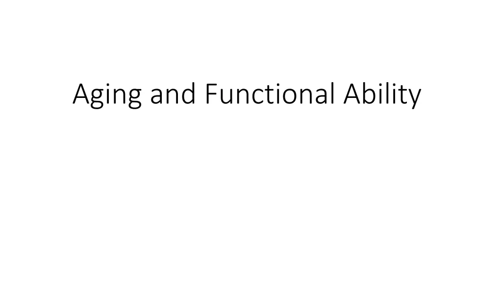 aging and functional ability