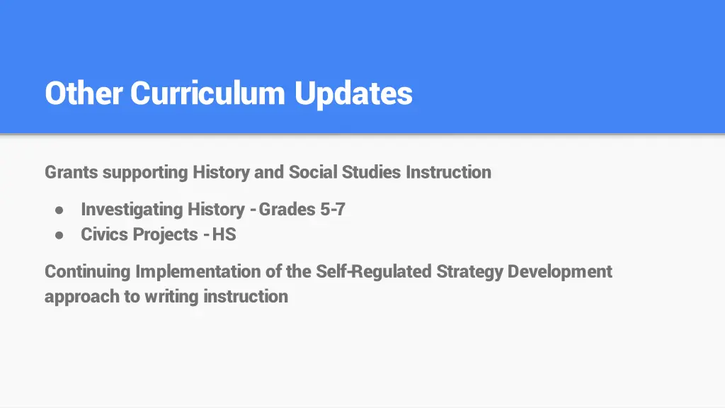 other curriculum updates