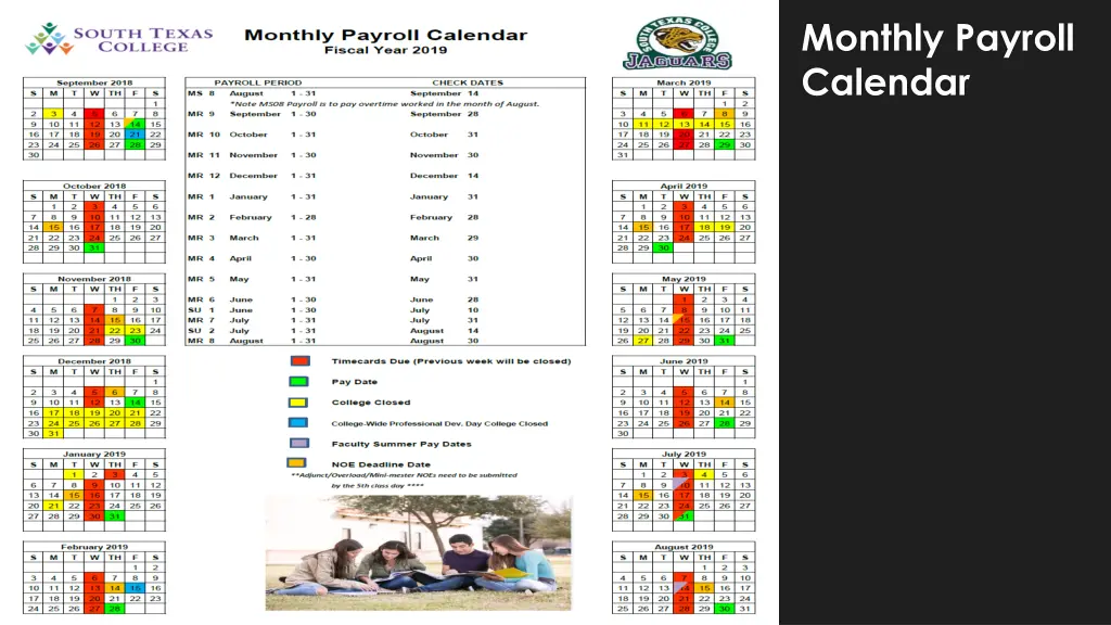 monthly payroll calendar