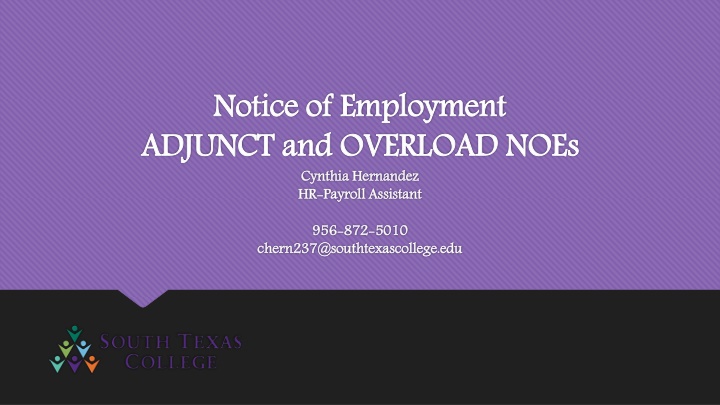 notice of employment adjunct and overload noes