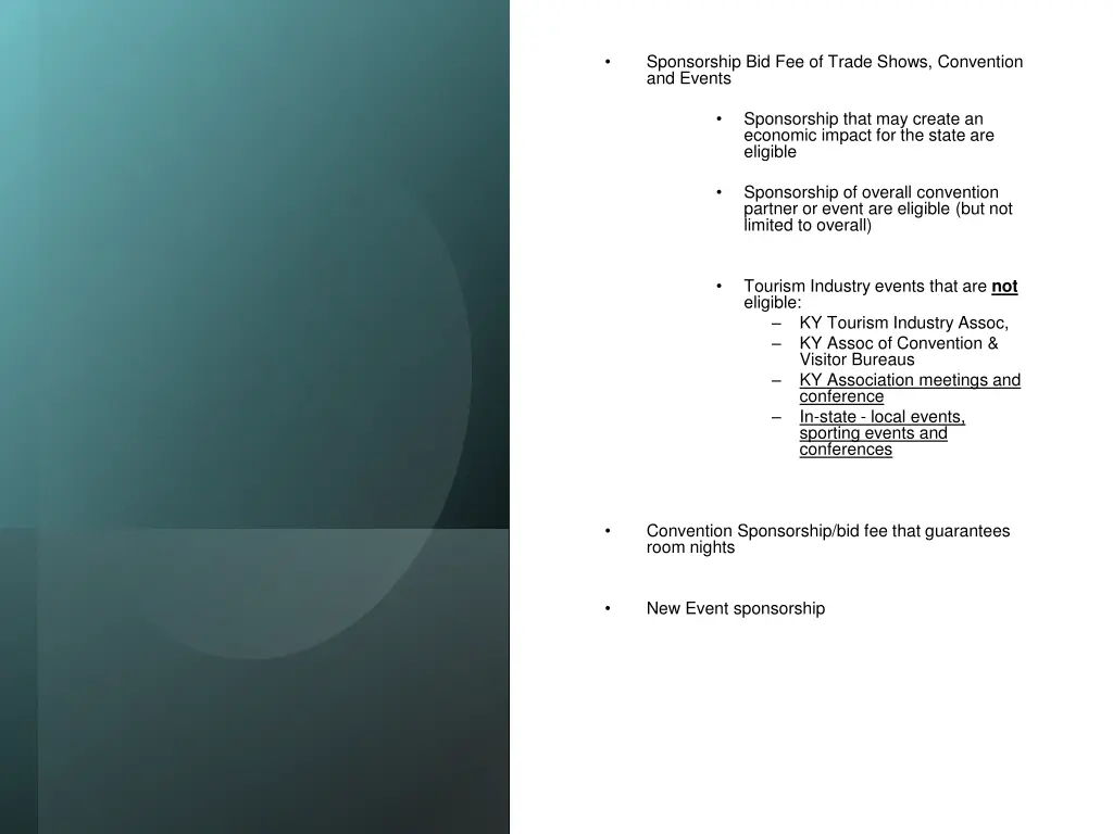 sponsorship bid fee of trade shows convention