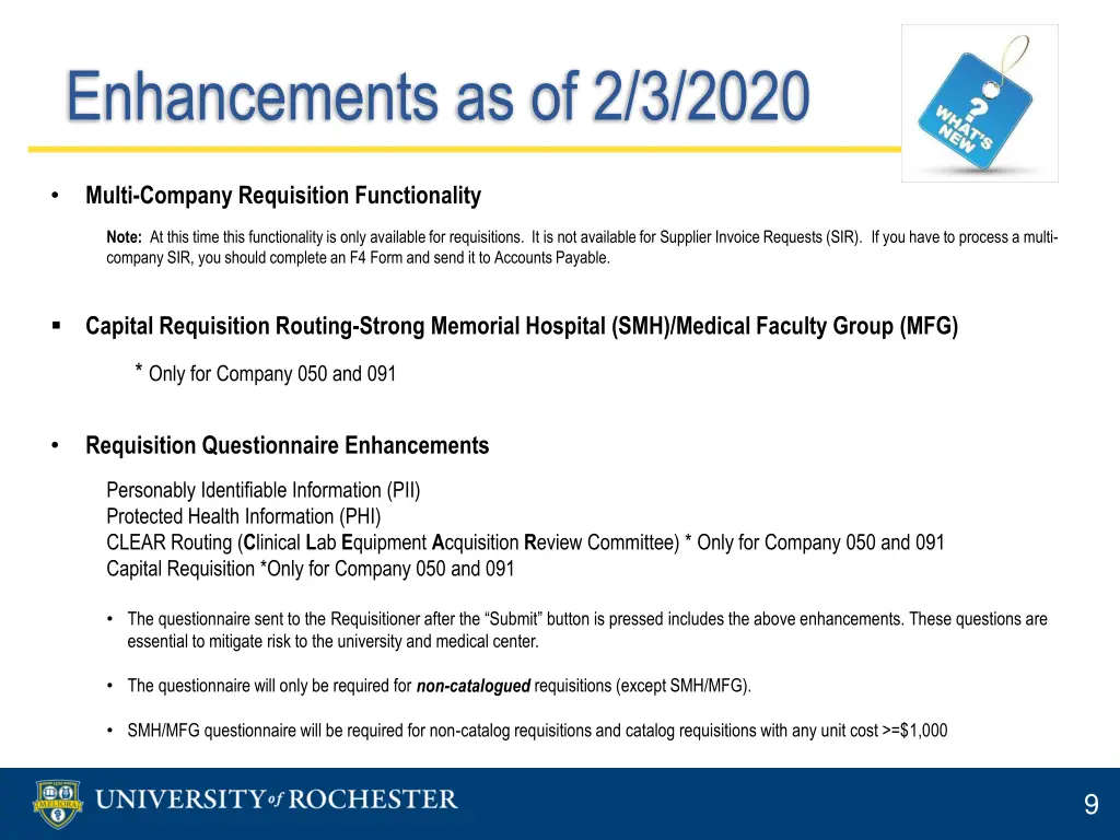 enhancements as of 2 3 2020